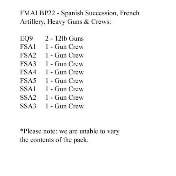 Front Rank Miniatures: FMALBP22 French Artillery Pack French 2 x Heavy Guns, 8 Crew Figures