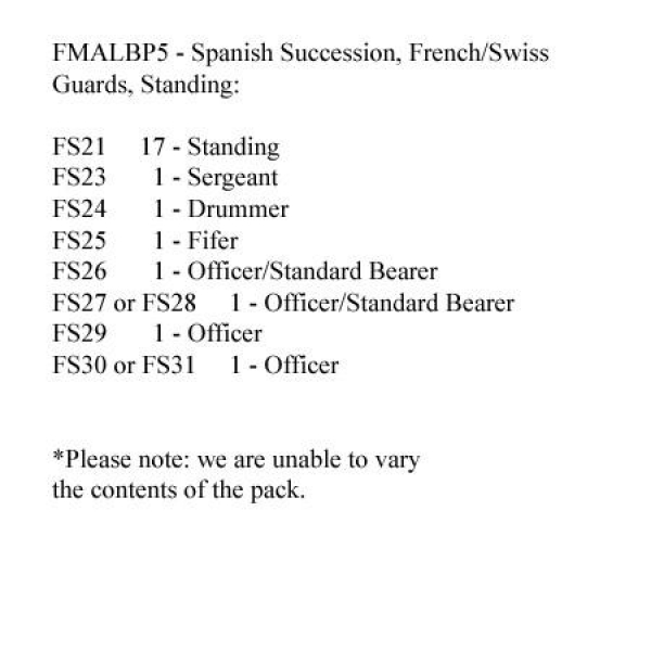 Front Rank Miniatures: FMALBP5 French Or Swiss Guards Standing Shouldered Musket (24 Figures)