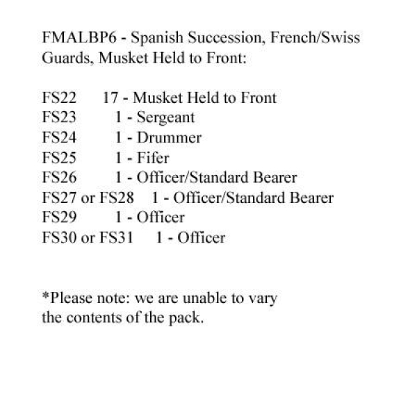 Front Rank Miniatures: FMALBP6 French Or Swiss Guard Standing Musket Held To Front (24 Figures)
