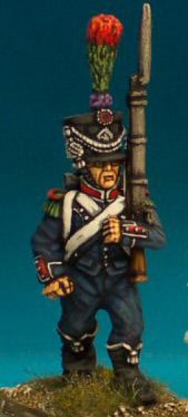 Front Rank Miniatures: FN329 Shako With Upright Plume, Post 1806 - Chasseur Marching (6 figures)