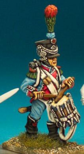 Front Rank Miniatures: FN337 Shako With Upright Plume, Post 1806 - Chasseur Drummer (6 figures)