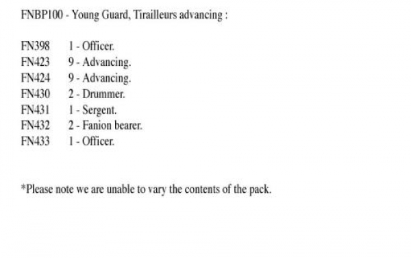 Front Rank Miniatures: FNBP100 Young Guard Tirailleurs In Full Dress, Advancing (25 Figures)