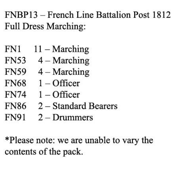 Front Rank Miniatures: FNBP13 French Line Post 1812, Full Dress & Shako, Marching (25 Figures)