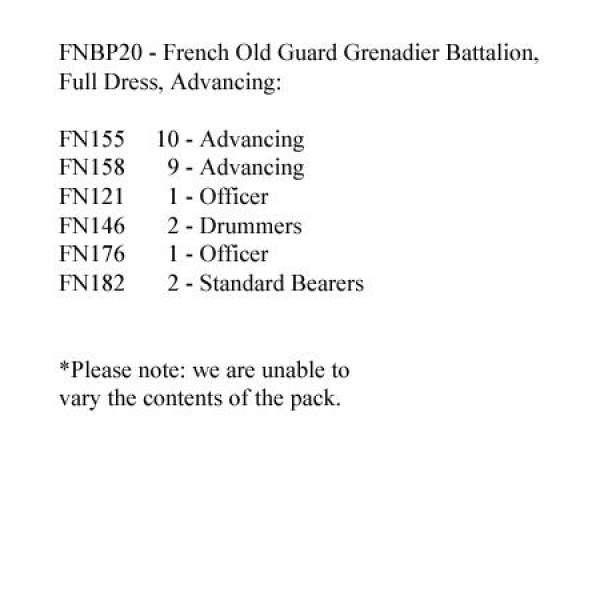Front Rank Miniatures: FNBP20 Old Guard Grenadiers. Full Dress & Bearskin, Advancing (25 Figures)