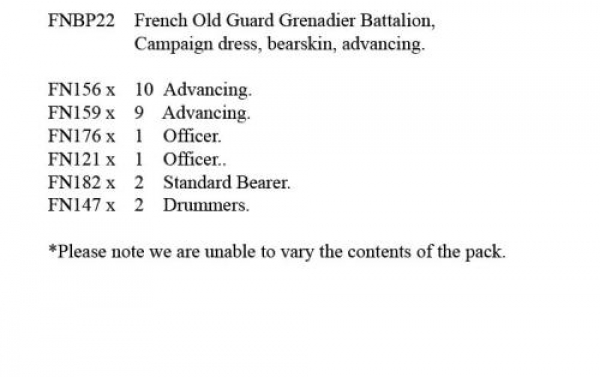 Front Rank Miniatures: FNBP22 Old Guard Grenadiers. Campaign Dress & Bearskin, Advancing (25 Figures