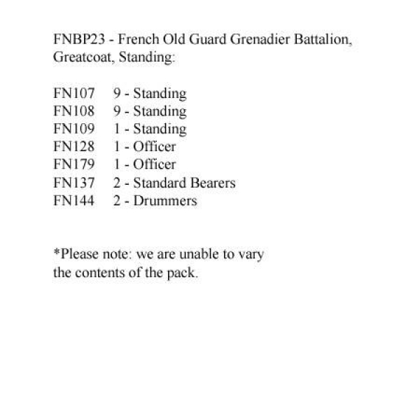 Front Rank Miniatures: FNBP23 Old Guard Grenadiers. Greatcoat & Mixed Head Gear, Standing (25 Figure