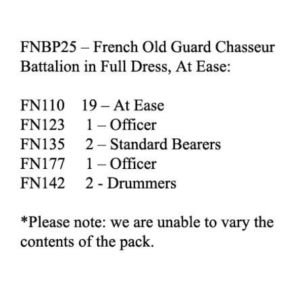Front Rank Miniatures: FNBP25 Old Guard Chasseurs. Full Dress & Bearskin, At Ease (25 Figures)