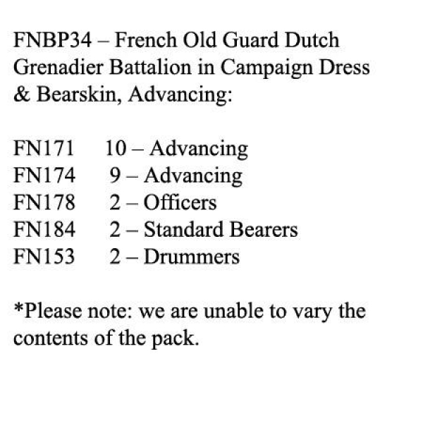 Front Rank Miniatures: FNBP34 Old Guard Dutch Grenadier - Campaign Dress & Bearskin, Advancing (25 F