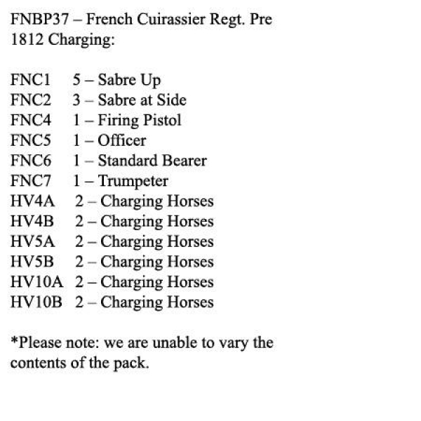 Front Rank Miniatures: FNBP37 French Cuirassiers Pre 1812, Charging (12 Mounted Figures)