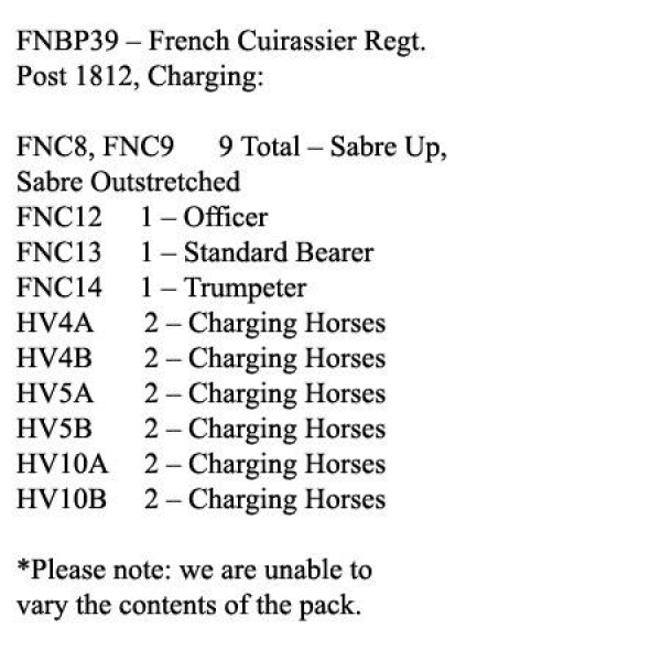 Front Rank Miniatures: FNBP39 French Cuirassiers Post 1812, Charging (12 Mounted Figures)