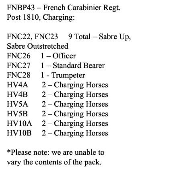 Front Rank Miniatures: FNBP43 French Carabiniers Post 1810, Charging (12 Mounted Figures)