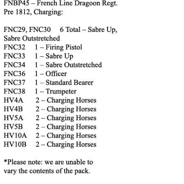 Front Rank Miniatures: FNBP45 French Line Dragoon Pre 1812, Charging (12 Mounted Figures)