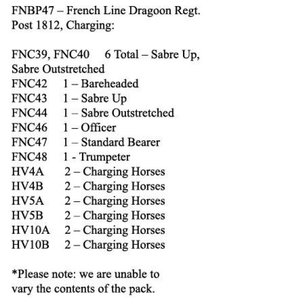 Front Rank Miniatures: FNBP47 French Line Dragoon Post 1812, Charging (12 Mounted Figures)