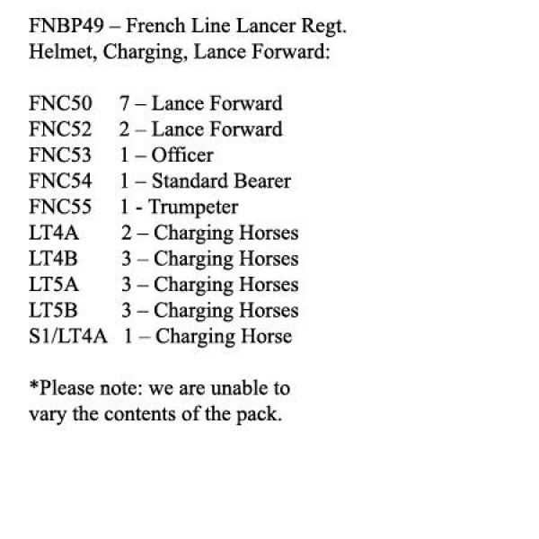 Front Rank Miniatures: FNBP49 French Line Lancers In Helmet Charging With Lance Forward (12 Mounted 