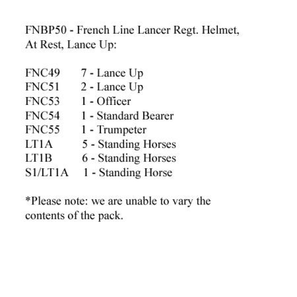 Front Rank Miniatures: FNBP50 French Line Lancers In Helmet At Rest With Lance Up (12 Mounted Figure