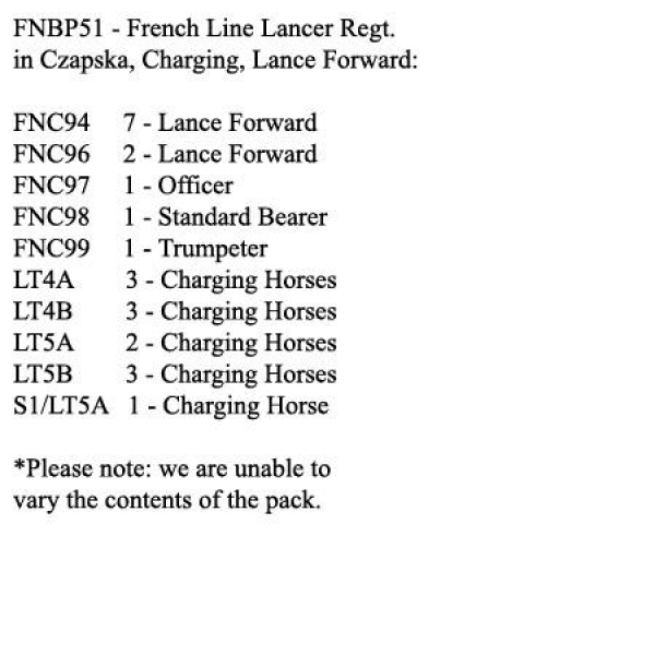 Front Rank Miniatures: FNBP51 French Line Lancers In Czapska Charging With Lance Forward (12 Mounted
