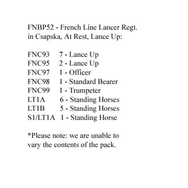 Front Rank Miniatures: FNBP52 French Line Lancers In Czapska At Rest With Lance Up (12 Mounted Figur