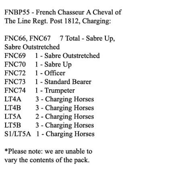 Front Rank Miniatures: FNBP55 French Chasseurs A Cheval Of The Line Post 1812, Charging (12 Mounted 