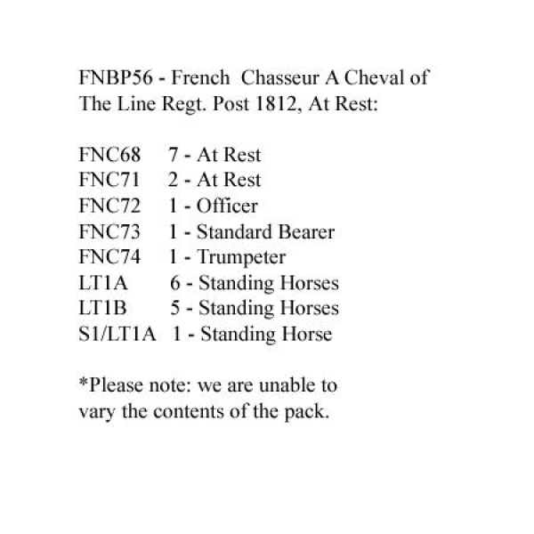 Front Rank Miniatures: FNBP56 French Chasseurs A Cheval Of The Line Post 1812, At Rest (12 Mounted F