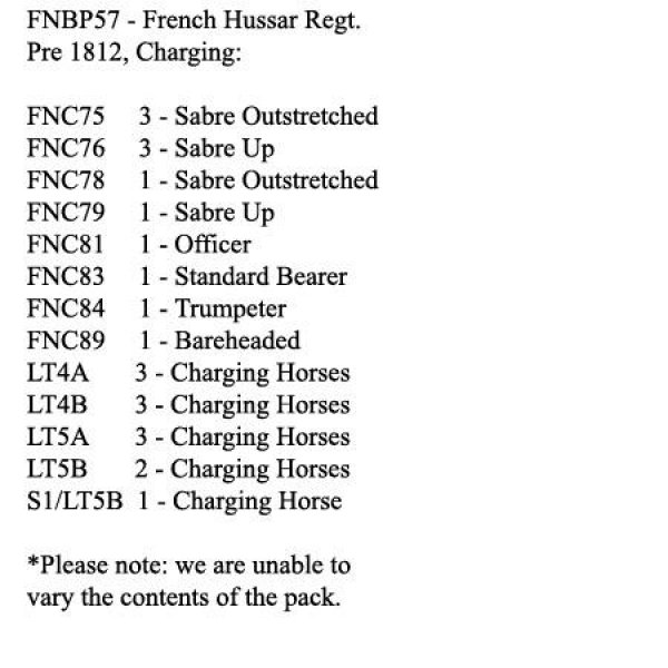 Front Rank Miniatures: FNBP57 French Line Hussars Pre 1812, Charging (12 Mounted Figures)