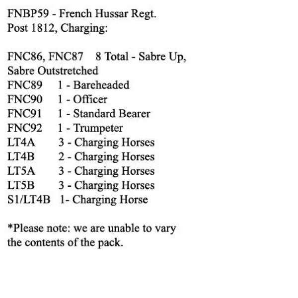Front Rank Miniatures: FNBP59 French Line Hussars Post 1812, Charging (12 Mounted Figures)