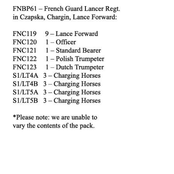 Front Rank Miniatures: FNBP61 French Guard Lancers In Czapska Charging With Lance Forward (Dutch or 