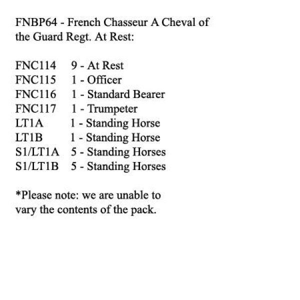 Front Rank Miniatures: FNBP64 French Chasseurs A Cheval Of The Guard At Rest (12 Mounted Figures)