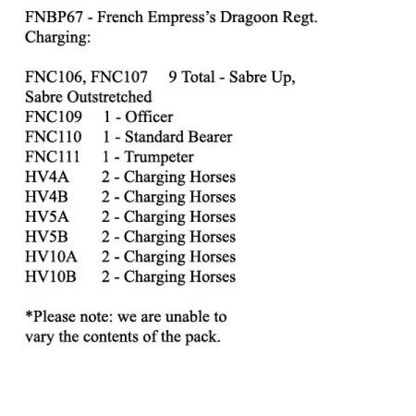 Front Rank Miniatures: FNBP67 French Empress's Dragoon Charging (12 Mounted Figures)