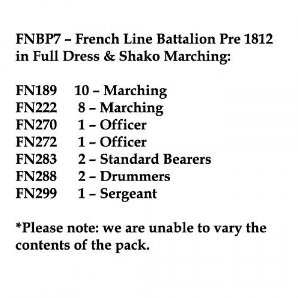 Front Rank Miniatures: FNBP7 French Line Pre 1812, Full Dress & Shako, Marching (25 Figures)