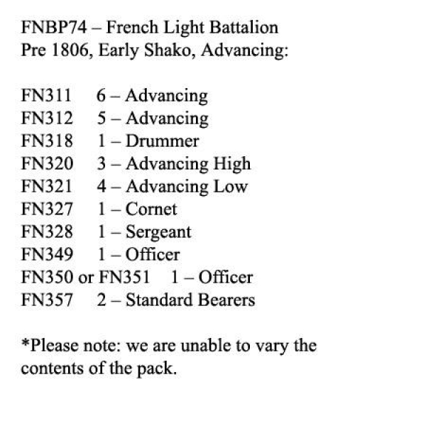Front Rank Miniatures: FNBP74 French Light Pre 1806 Early Shako, Advancing (25 Figures)
