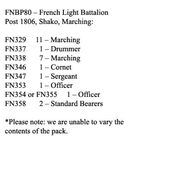 Front Rank Miniatures: FNBP80 French Light Post 1806 Shako, Marching (25 Figures)
