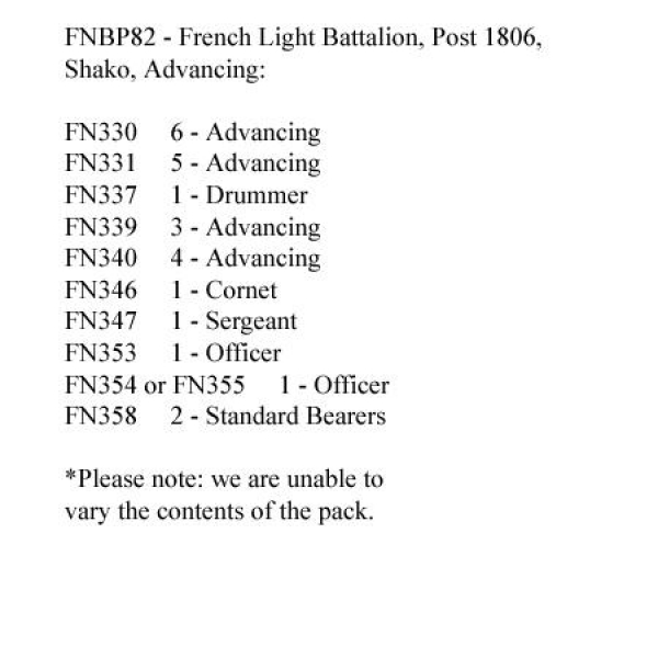 Front Rank Miniatures: FNBP82 French Light Post 1806 Shako, Advancing (25 Figures)