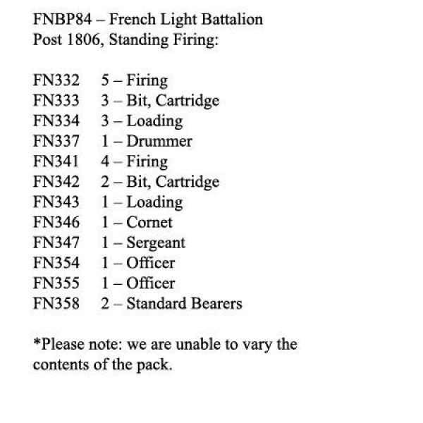 Front Rank Miniatures: FNBP84 French Light Post 1806 Shako, Standing Firing (25 Figures)