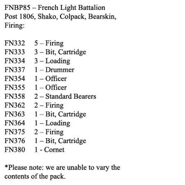 Front Rank Miniatures: FNBP85 French Light Post 1806 Shako, Colpack, Bearskin, Standing Firing (25 F