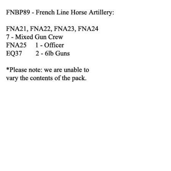 Front Rank Miniatures: FNBP89 French Line Horse Artillery (2 x 6lb Guns, 8 Crew)