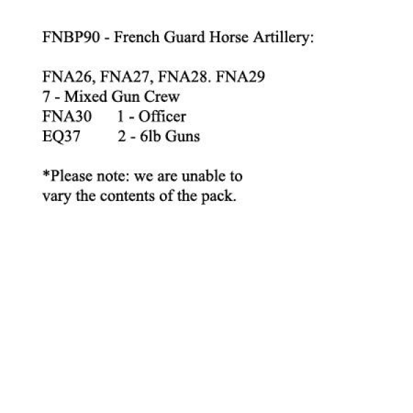 Front Rank Miniatures: FNBP90 French Guard Horse Artillery (2 x 6lb Guns, 8 Crew)