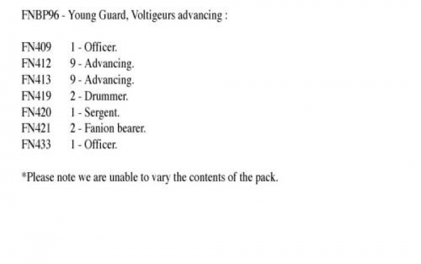 Front Rank Miniatures: FNBP96 Young Guard Voltigeurs In Full Dress, Advancing (25 Figures)