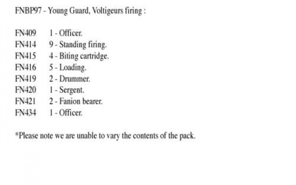 Front Rank Miniatures: FNBP97 Young Guard Voltigeurs In Full Dress, Standing Firing (25 Figures)