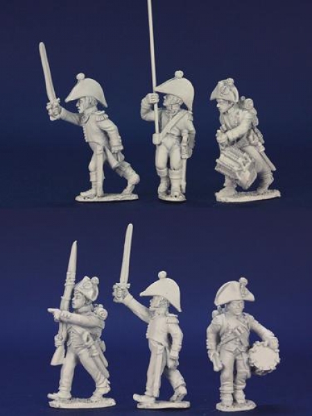 Front Rank Miniatures: FNRPK14 Mixed French Command Pre 1812, Campaign Dress & Bicorn, Marching (6 F