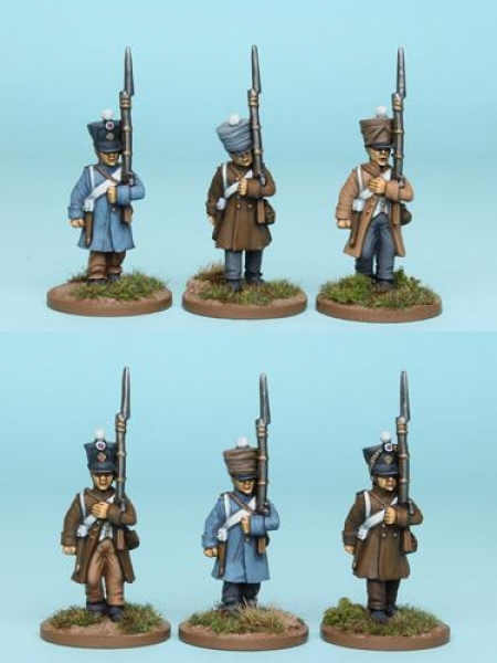 Front Rank Miniatures: FNRPK15 Mixed French Fusiliers Pre 1812, Greatcoat & Shako, Marching (6 Figur