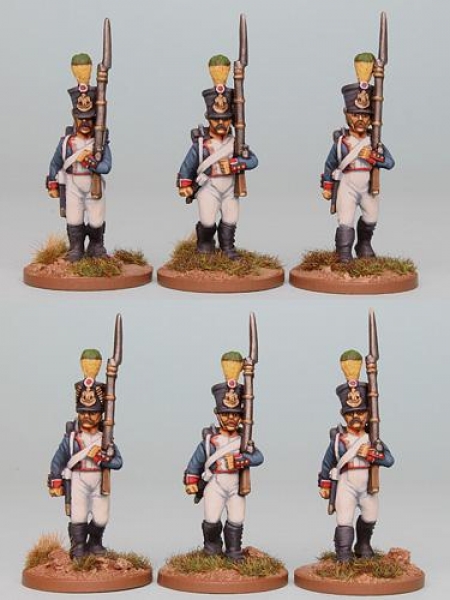Front Rank Miniatures: FNRPK19 Mixed French Voltigeurs Post 1812 Full Dress, Marching (6 Figures).