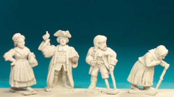 Front Rank Miniatures: GP4 18th Century Civilians Pack #2 (4 Figures)