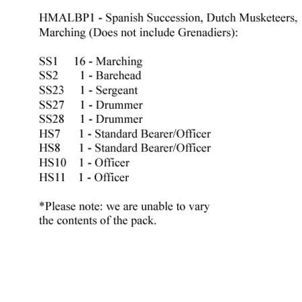 Front Rank Miniatures: HMALBP1 Dutch Musketeers Marching Shouldered Muskets (24 Figures)