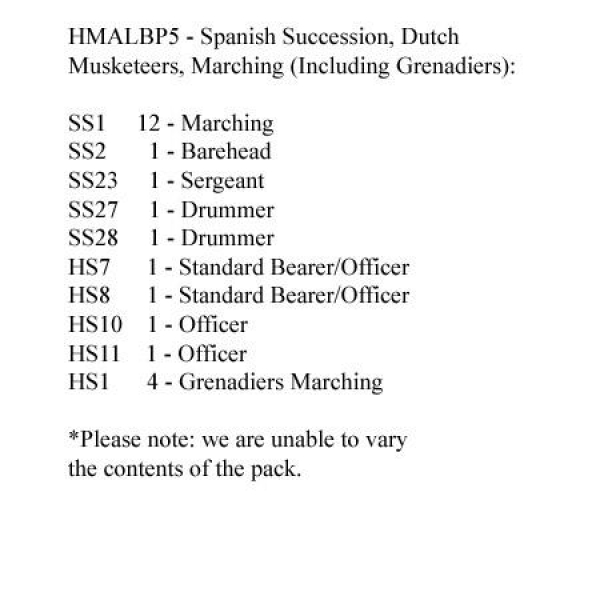 Front Rank Miniatures: HMALBP5 Dutch Musketeers Marching Shouldered Muskets (24 Figures)