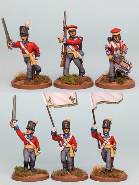 Front Rank Miniatures: HNRPK3 Hanoverian Command Post 1812 In Shako And Cap, Advancing (6 Figures)
