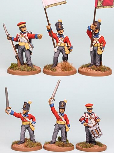 Front Rank Miniatures: HNRPK6 Hanoverian Command Post 1812 In Shako And Cap, Standing (6 Figures)