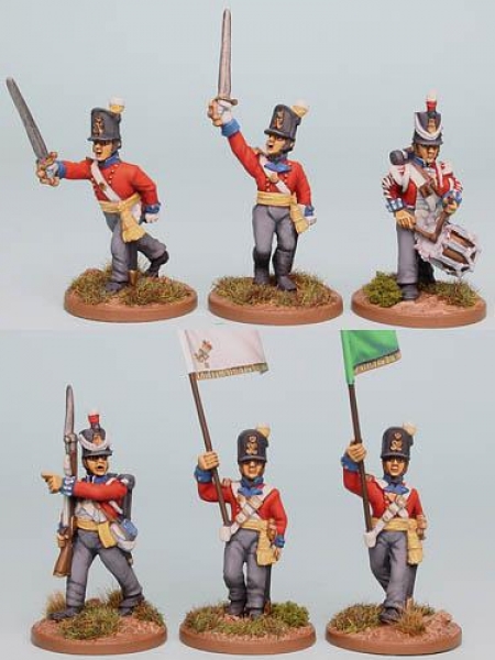 Front Rank Miniatures: HNRPK8 Hanoverian Command Post 1812 In Shako, Advancing (6 Figures)