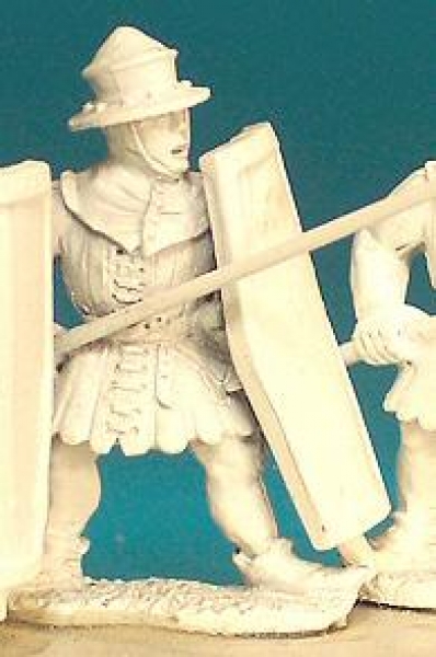 Front Rank Miniatures: HW101 Pavesier In Aketon Standing Holding Spear Forward - Aketon And Kettle H