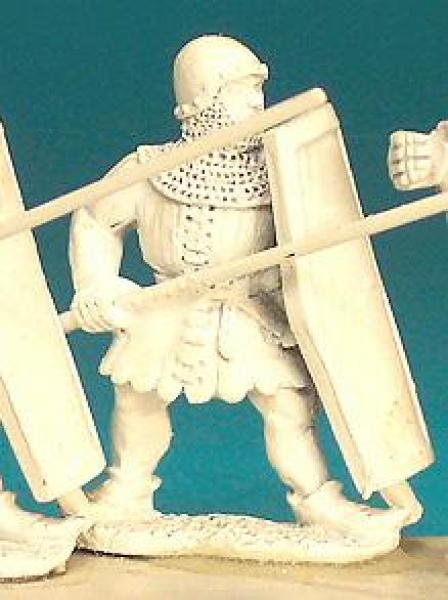 Front Rank Miniatures: HW102 Pavesier In Aketon Standing Holding Spear Forward - Aketon And Globular