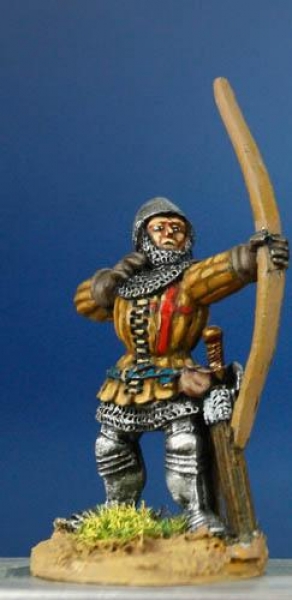 Front Rank Miniatures: HW1 Archer Shooting - Aketon & Leg Armour, Bascinet (6 figures)